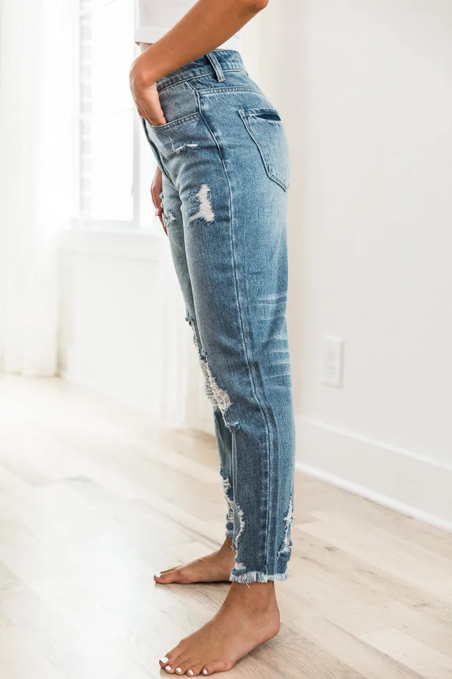 Priscilla Distressed Girlfriend Medium Wash Jeans FINAL SALE