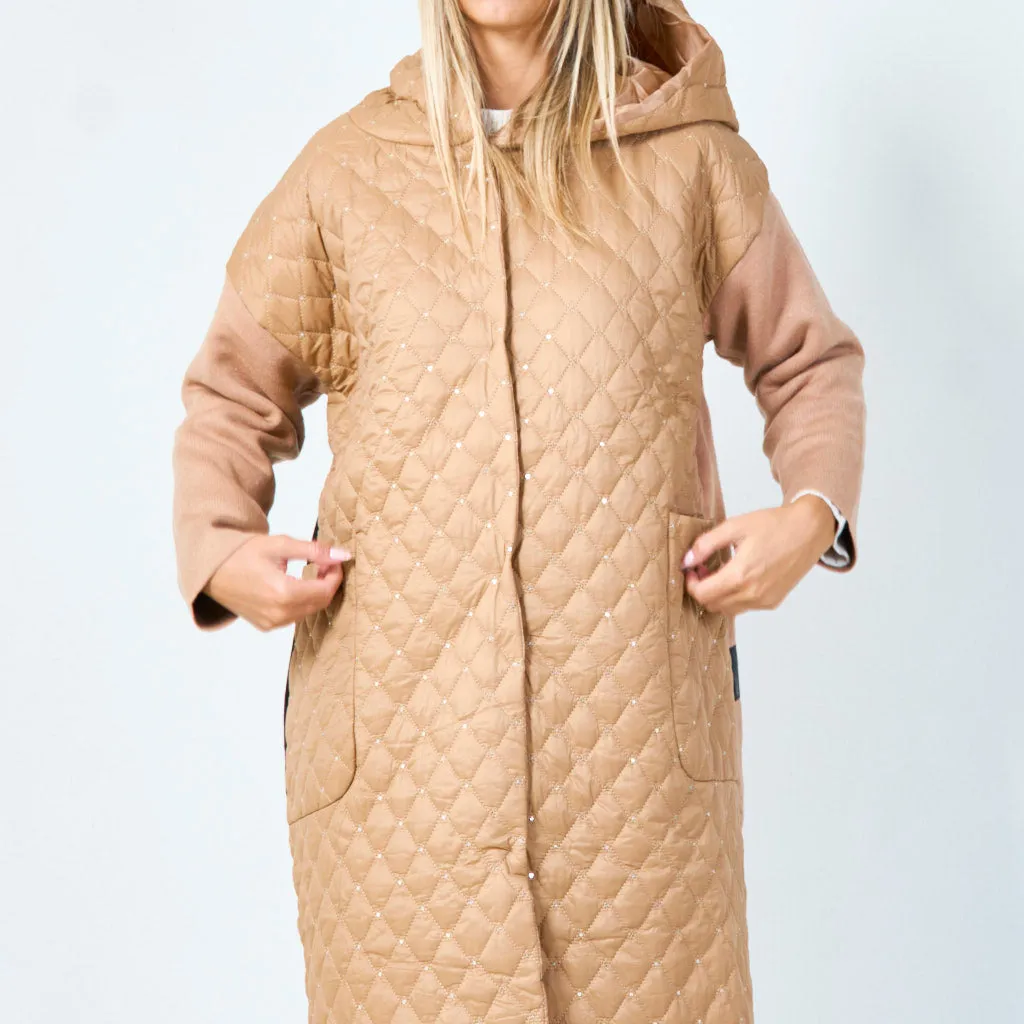 Quilted hooded longline vest wholesale