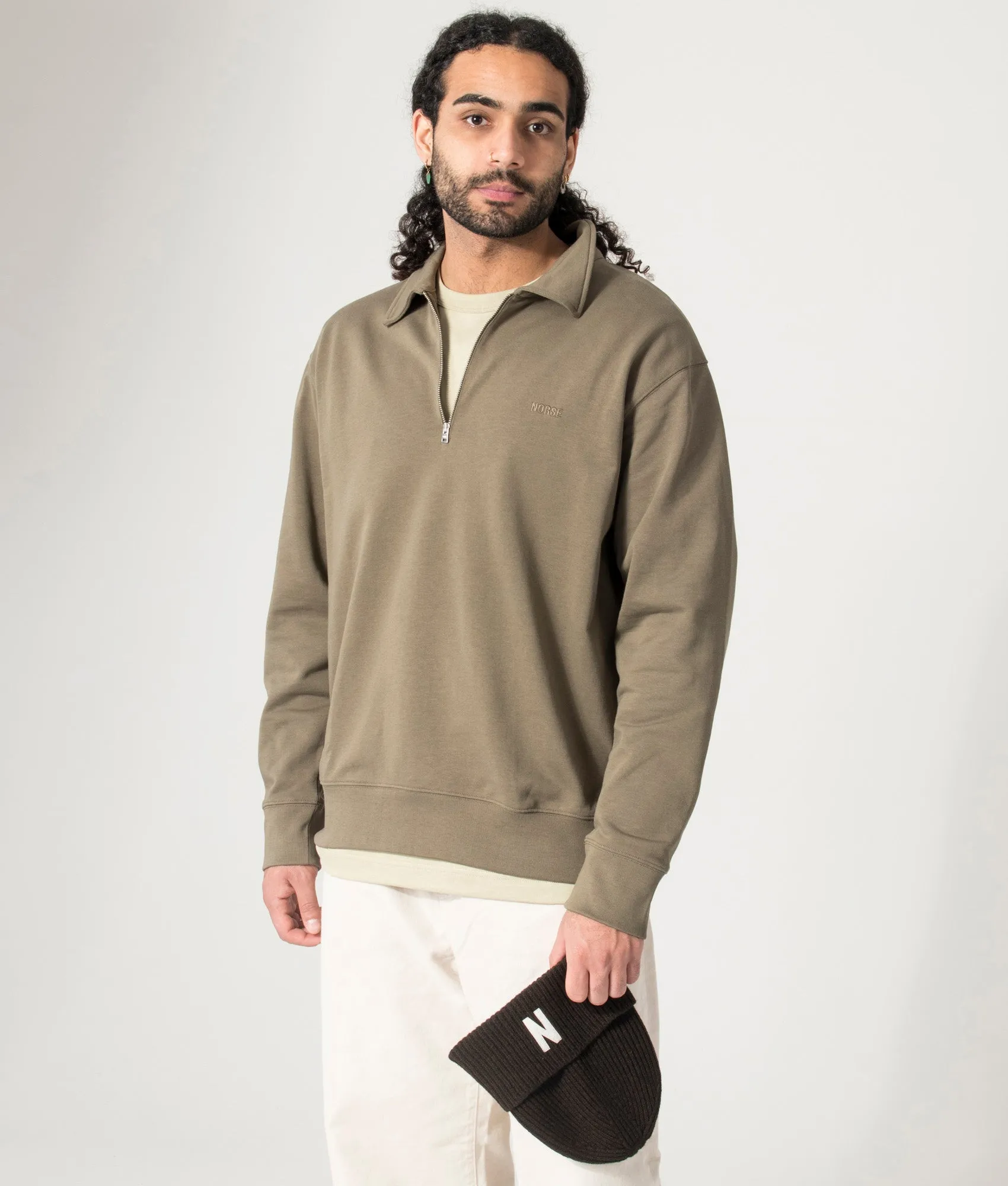 Relaxed Fit Ketel NORSE Logo Quarter Zip Sweatshirt