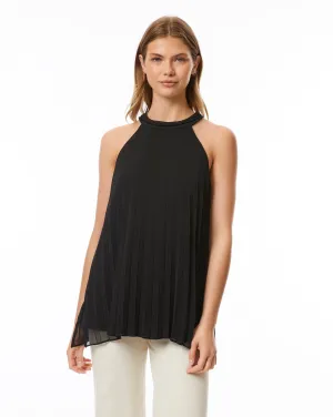 Sheer Pleated Halter Top