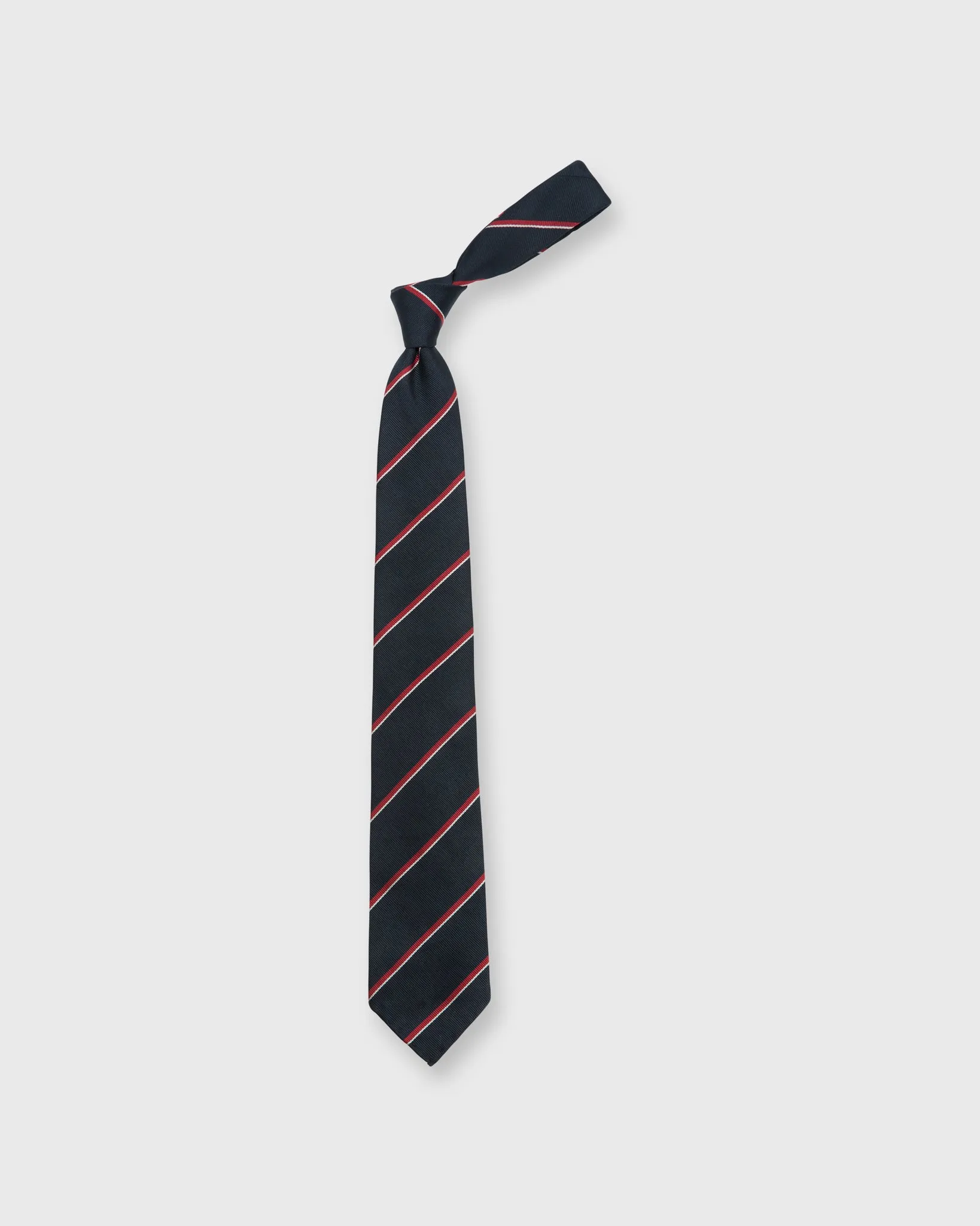 Silk Repp Tie in Midnight/Red/White Stripe