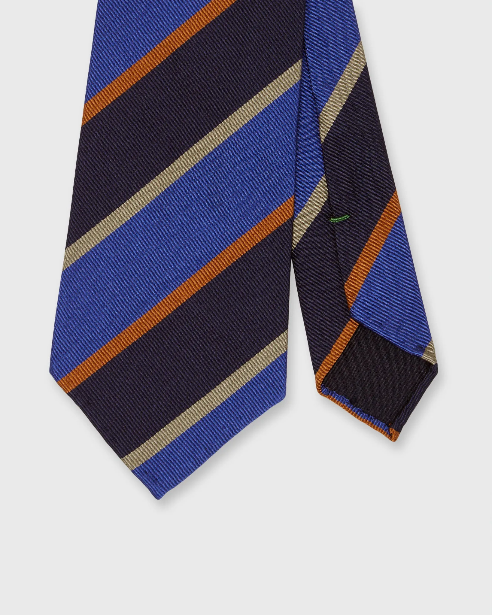 Silk Woven Tie in Navy/Stone/Royal/Orange Stripe