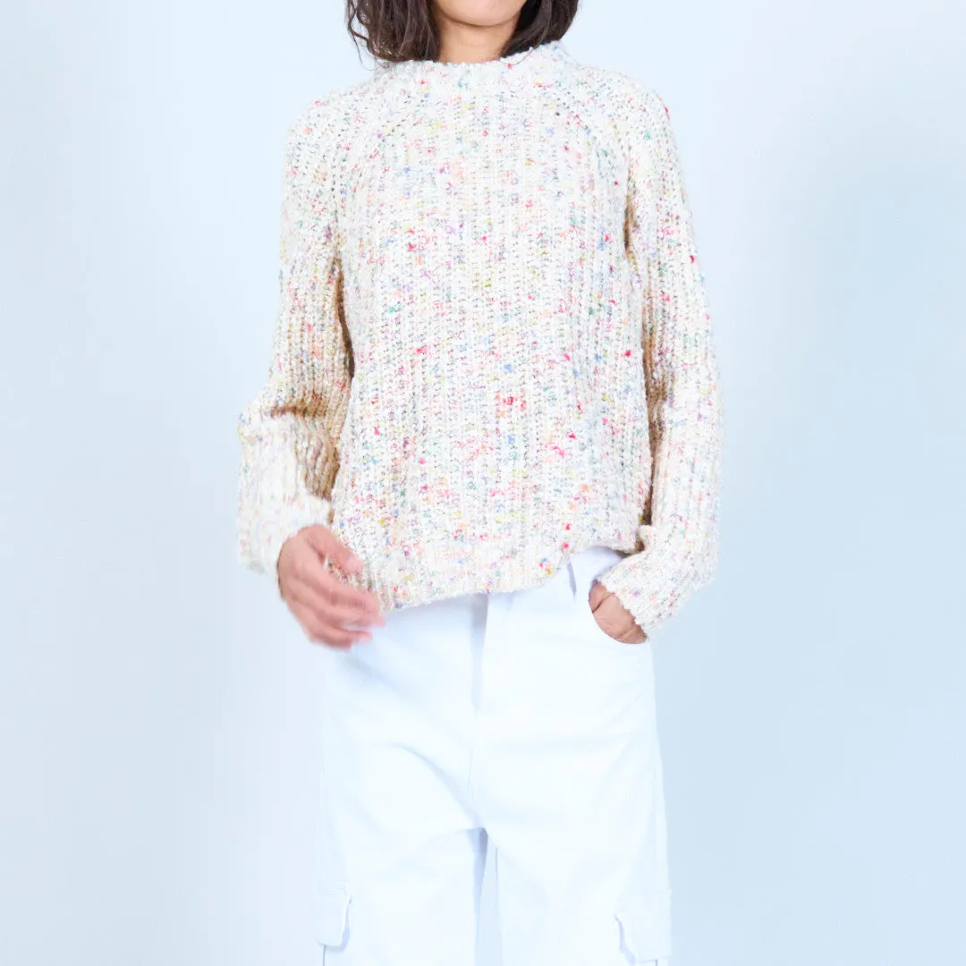 Speckled knit crew neck sweater wholesale