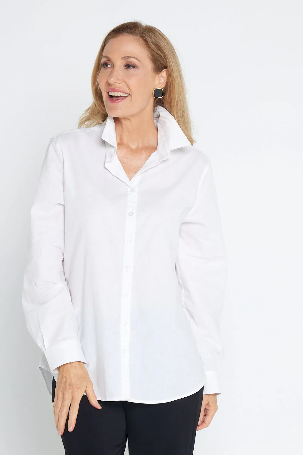 The Tulio Cotton & Linen Shirt - White