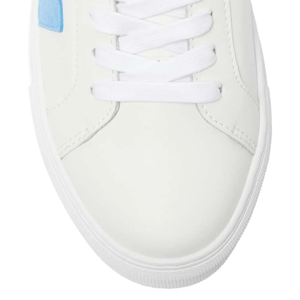 Trio Sneaker in White And Blue Leather