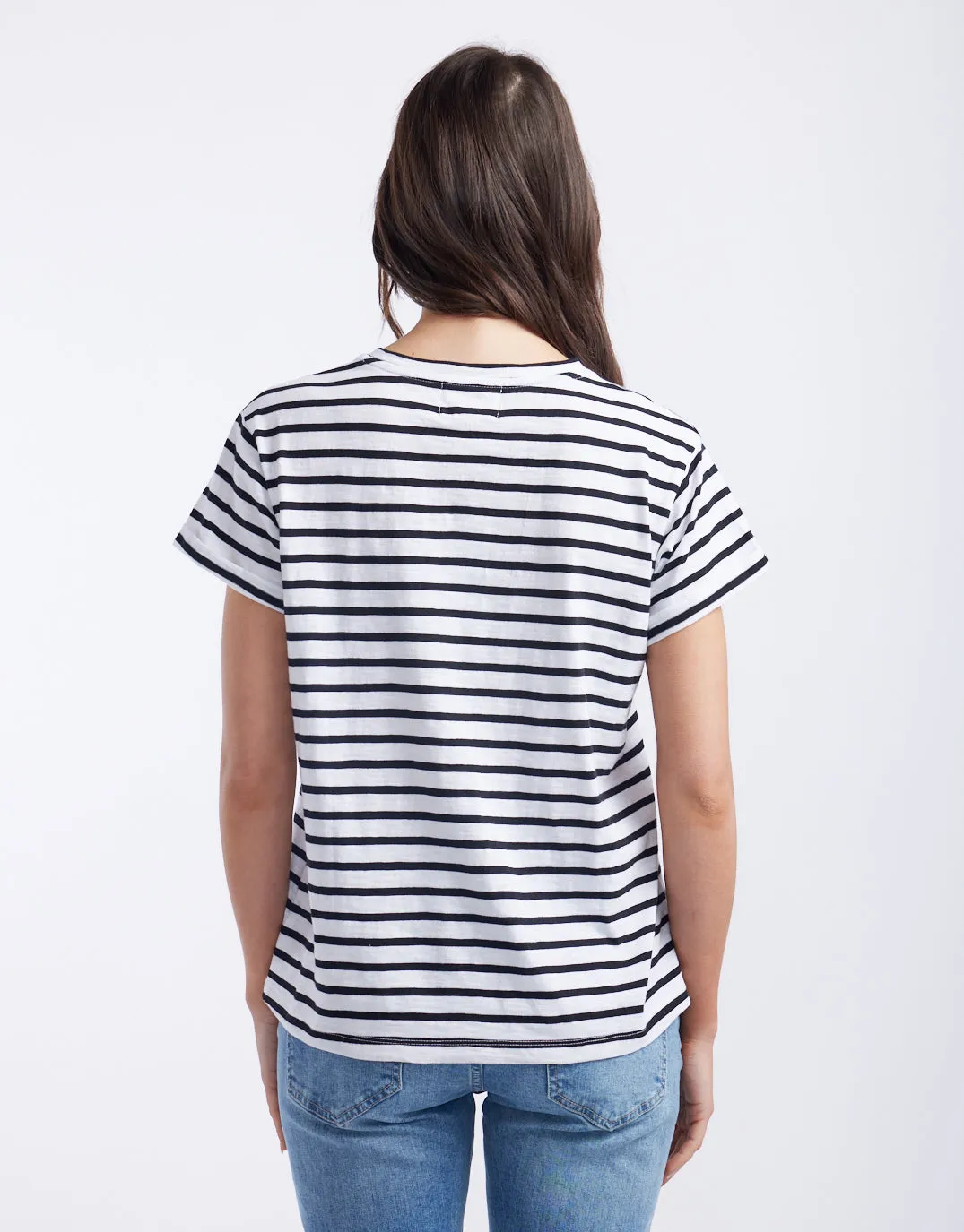 Turn Back T-Shirt - White/Black Stripe