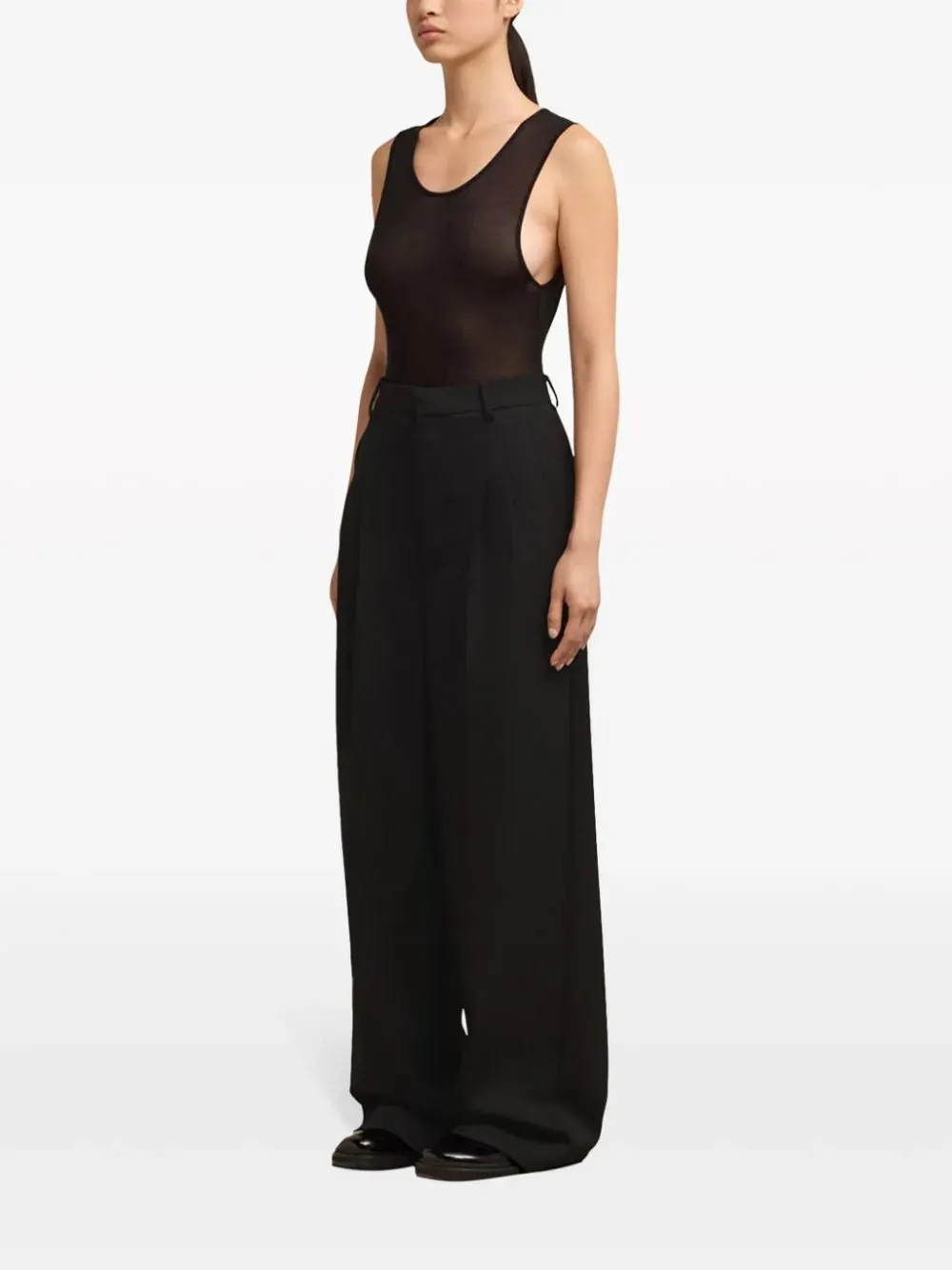 twill wide-leg trousers