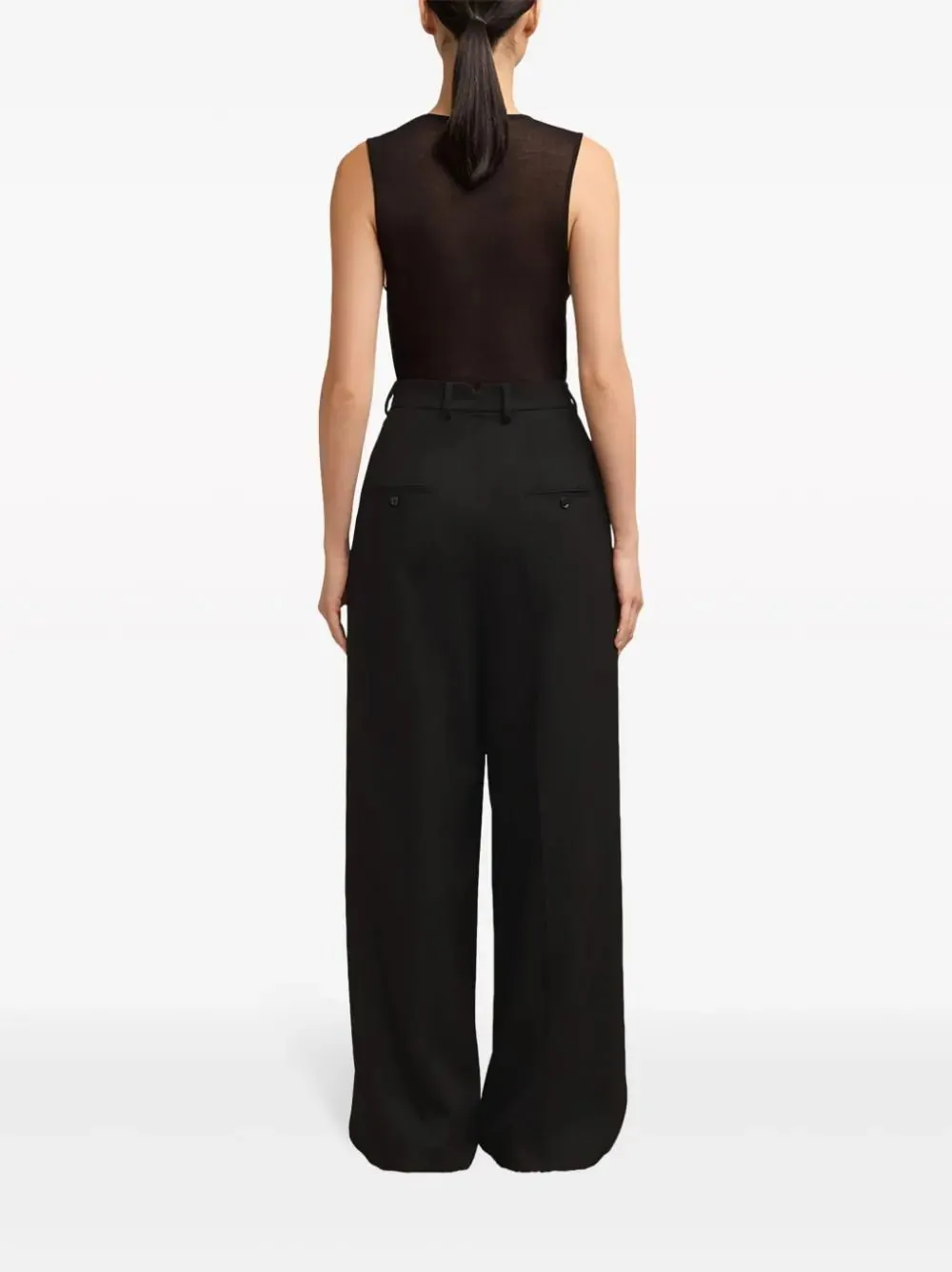 twill wide-leg trousers