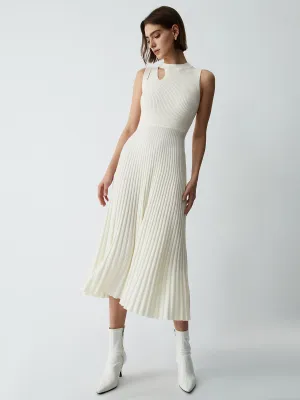 Vanilla Cutout Rib Trendy Midi Sweater Dress