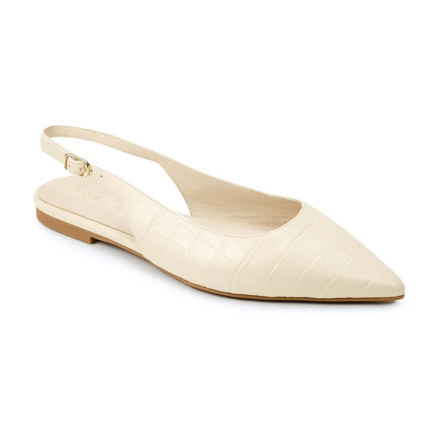 Vera Slingback Flat in Bone Croc